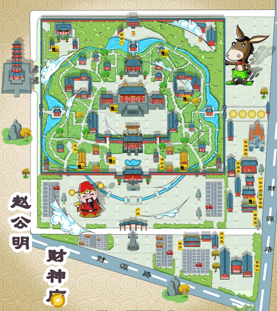 渑池寺庙类手绘地图